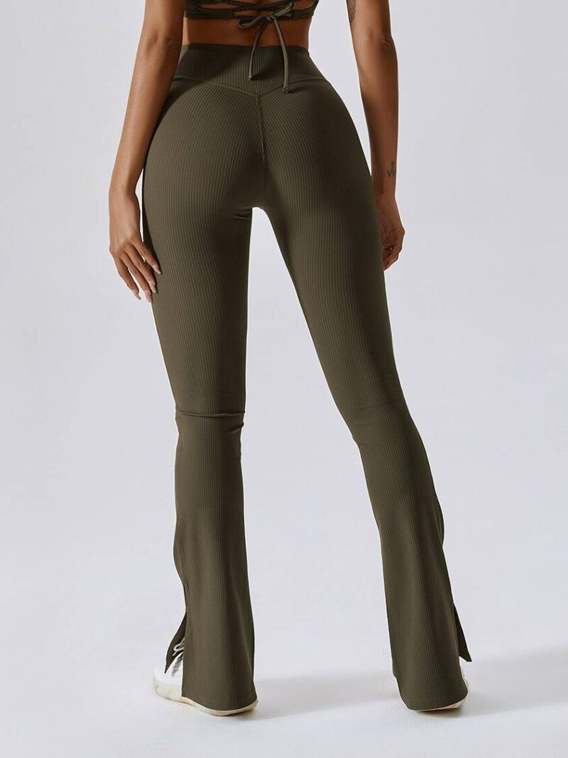 Stylish High-Rise Ribbed Flared Leggings - Perfect for Any Occasion!