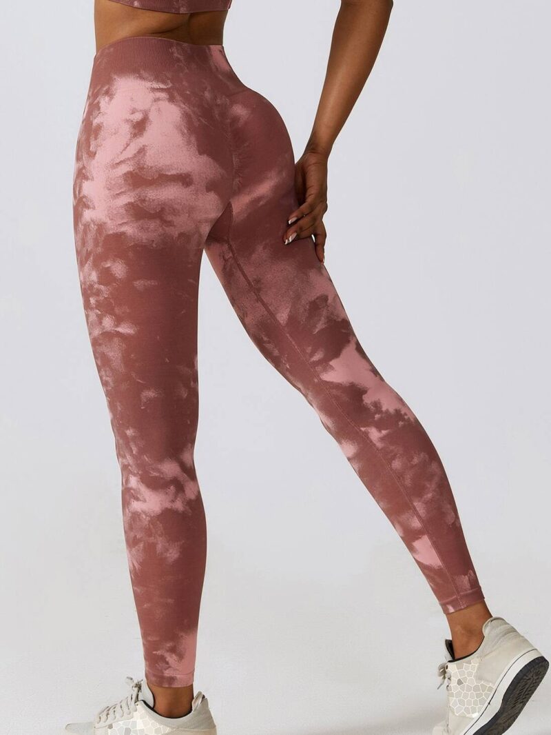 Stylish High-Rise Tie-Dye Yoga Pants with Scrunch Butt Detail - Perfect for Working Out or Lounging!