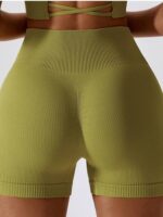 Stylish Ribbed Scrunch Butt Activewear Yoga Shorts for Women | High Waisted Stretchy Gym Bottoms | Flattering Workout Hot Pants