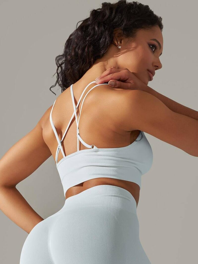 Stylish Strappy Back Push-Up Sports Bra for Yoga and Exercise | Comfort and Support for All-Day Wear