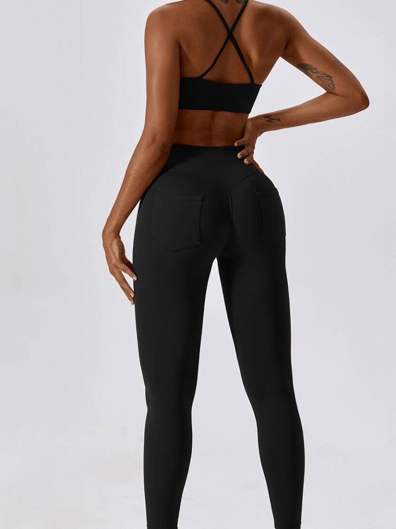 Sultry Cross-Back Sports Bra & High-Waist Scrunch Butt Leggings Set - Sexy Activewear for Women - Flaunt Your Assets in Style!