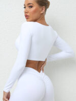 Sultry Curved Pad Long Sleeve Yoga Crop Top - Sexy, Stylish & Trendy
