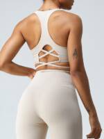 Sultry Strappy Racerback Sports Bra - Sexy & Supportive Workout Wear for Women