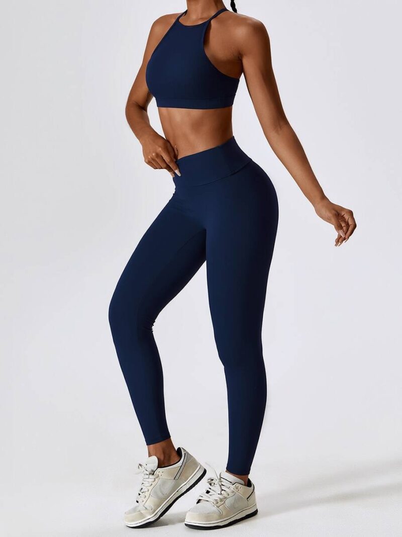 Sweat in Style - Strappy Back Sports Bra & Scrunch Butt Leggings Set for Working Out - High Waist, Booty Enhancing, Sexy Activewear.