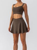 Tennis Two-Fer: Square Neck Sports Bra & High Waisted Skirt Set - Perfect for the Court!