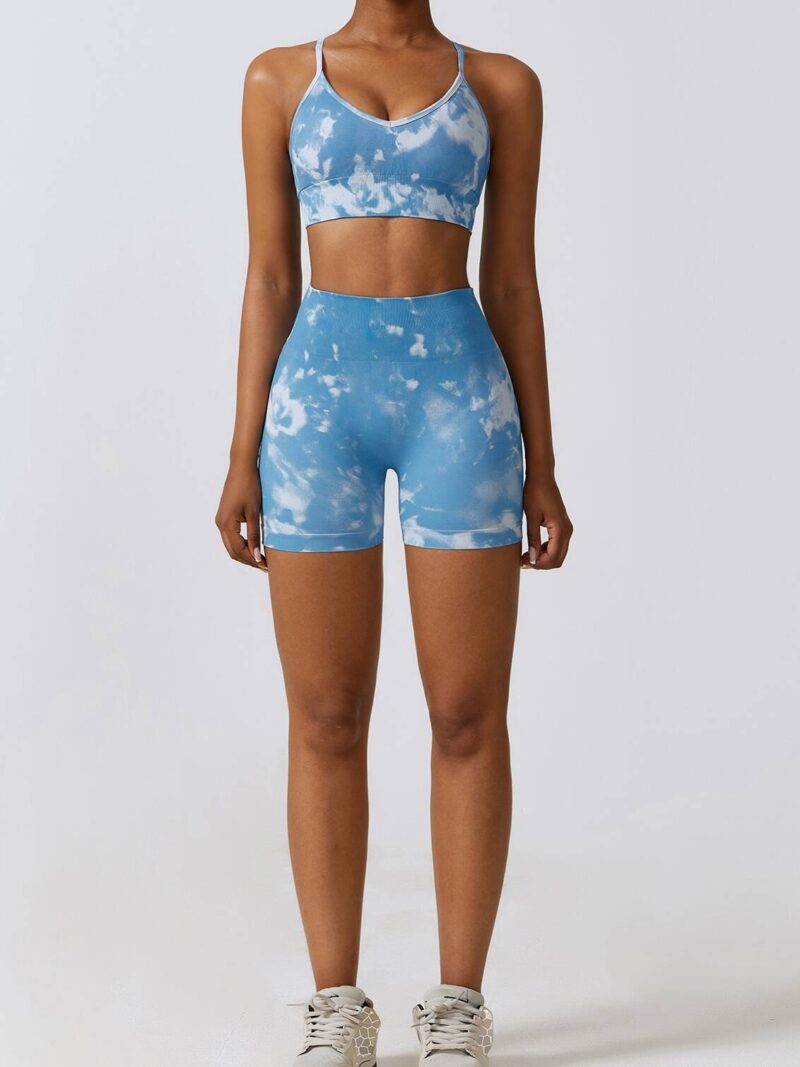 Tie-Dye Workout Set: Cami Sports Bra & High Waist Scrunch Butt Shorts - Look & Feel Amazing!