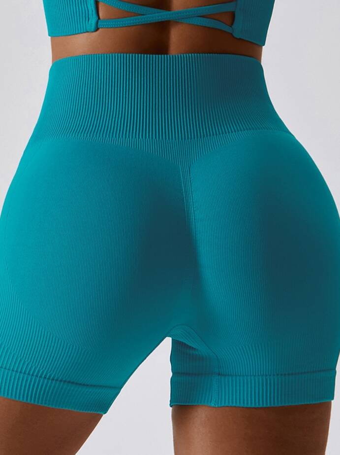 Trendy Ribbed Scrunch Butt Yoga Shorts - High Waisted, Booty Enhancing, Butt Lifting, Squat Proof, Gym & Workout, Activewear, Stretchy, Comfortable, Breathable