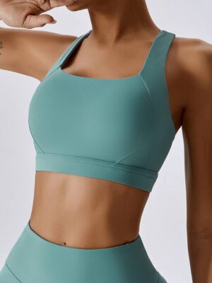 Turn Heads in Our High-Impact Square Neck Cross-Back Sports Bra - Maximum Support & Comfort for All Your Workouts!