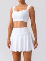 Two-Piece Tennis Outfit - Sexy Square Neck Sports Bra & Flattering High Waist Skirt