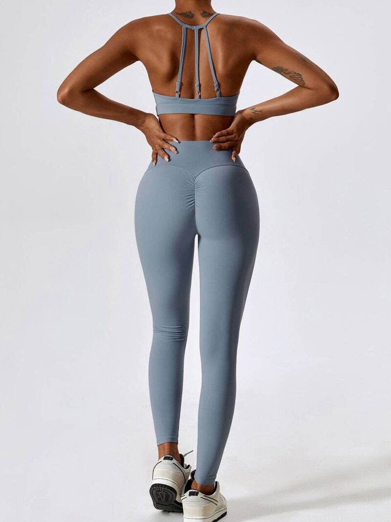 Womens Activewear Set - Strappy Back Sports Bra & High Waisted Booty Scrunch Leggings - Perfect for Yoga, Pilates & Gym Workouts!