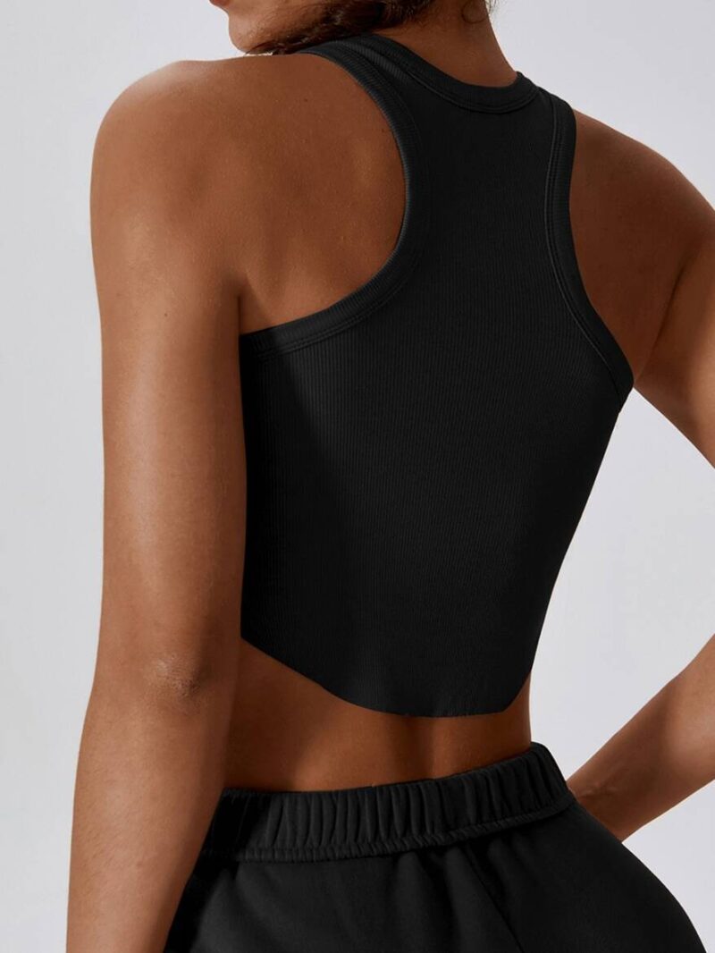 Womens Comfy Rib-Knit Racerback Gym Crop Top - Perfect for Working Out or Lounging Around!