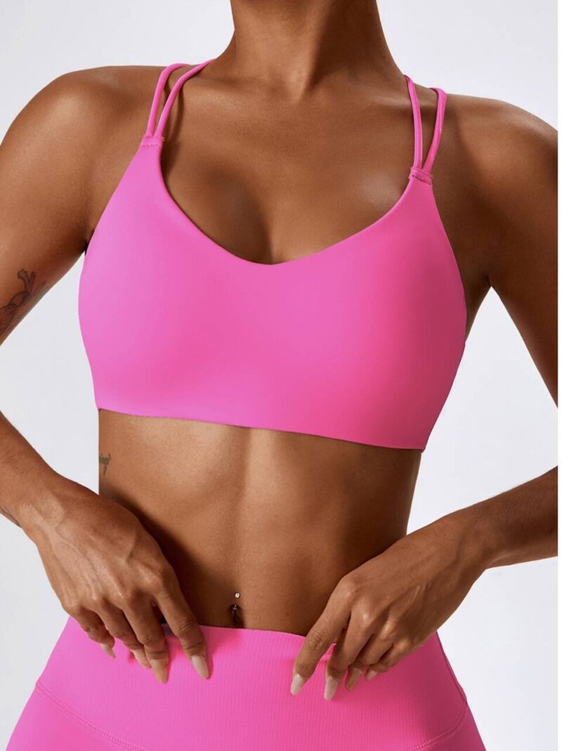 Womens Double Strap Cross Back Sports Bra V2 - Soft, Lightweight, Breathable, Sexy, Supportive, Comfortable, Athletic, Stylish, Flexible