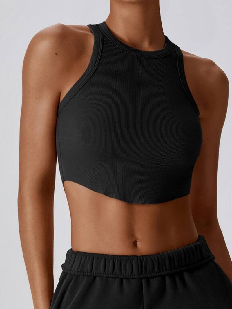 Womens Gym Crop Top - Rib-Knit Racerback Design - Comfort & Style for Your Workouts!
