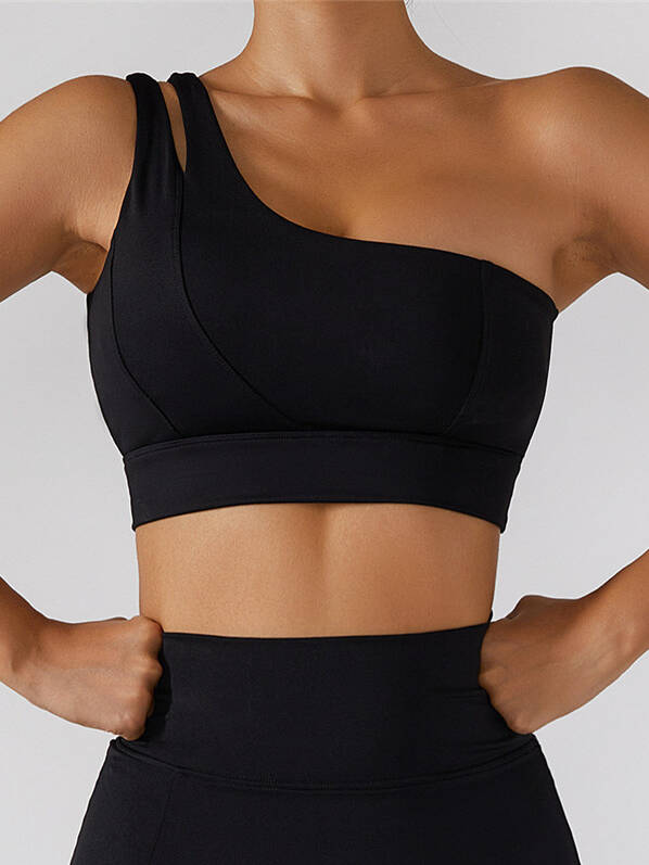 Womens High-Performance One-Shoulder Sports Bra - Maximum Support & Comfort for Athletic Activities