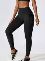 Womens Hot High-Waisted Yoga Pants with 2 Side Pockets - Perfect for Working Out or Lounging Around!