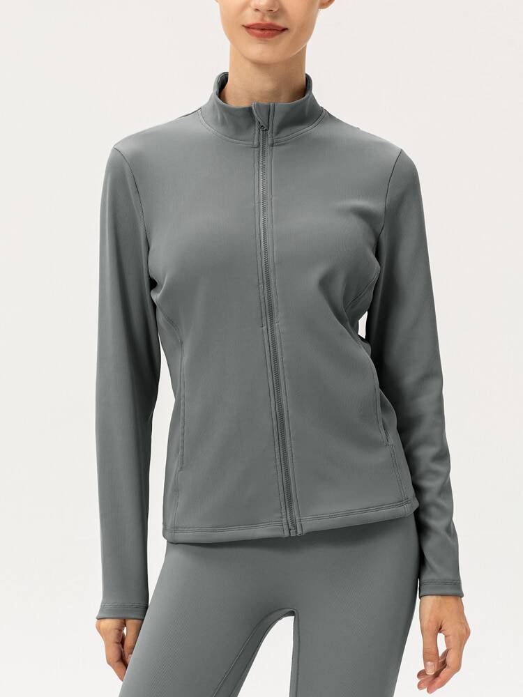 Womens Long Sleeve Zip Winter Coat: Stay Warm & Active with this Stylish Running, Yoga, Gym & Fitness Top!