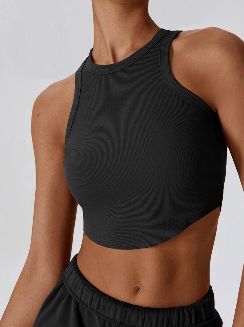 Womens Rib-Knit Racerback Gym Crop Top - Look & Feel Fabulous During Your Workout!