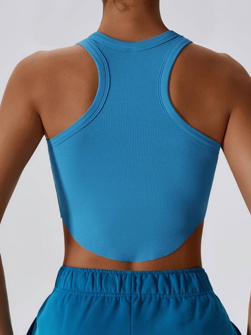 Womens Rib-Knit Racerback Gym Crop Top - Stylish and Comfortable Exercise Wear