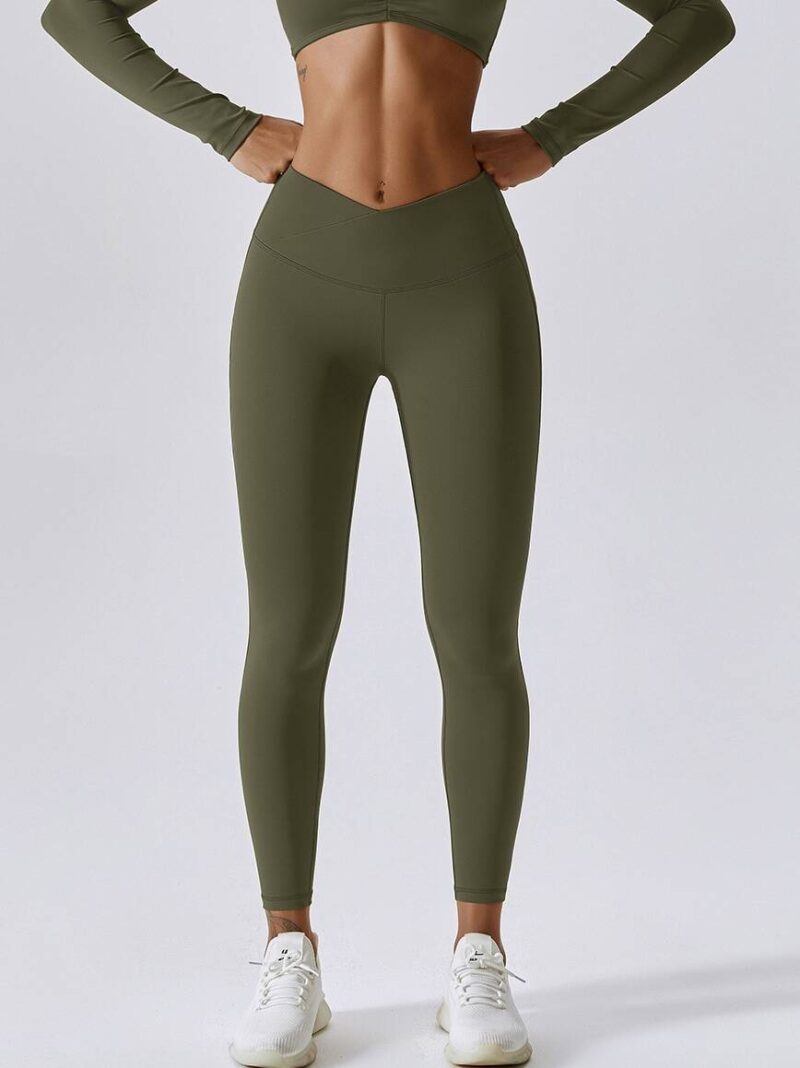 Womens Seamless Elastic V-Waist Yoga Pants - Comfy & Stylish Exercise Leggings - Perfect for Running, Gym & Fitness Activities