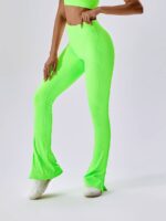 Womens Sexy High-Waisted Ribbed Flare Bottom Leggings - Perfect for Flaunting Your Curves!