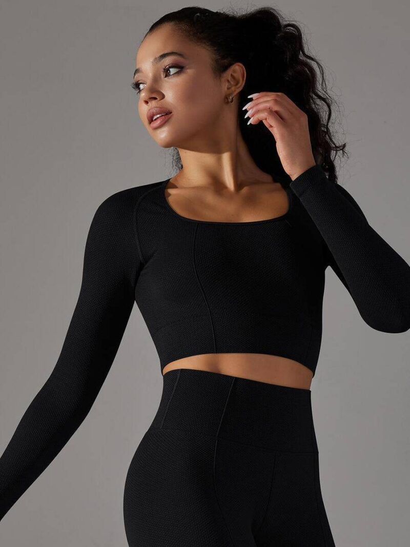 Womens Stylish Long-Sleeve Yoga Cropped Tee, Athletic Workout Top