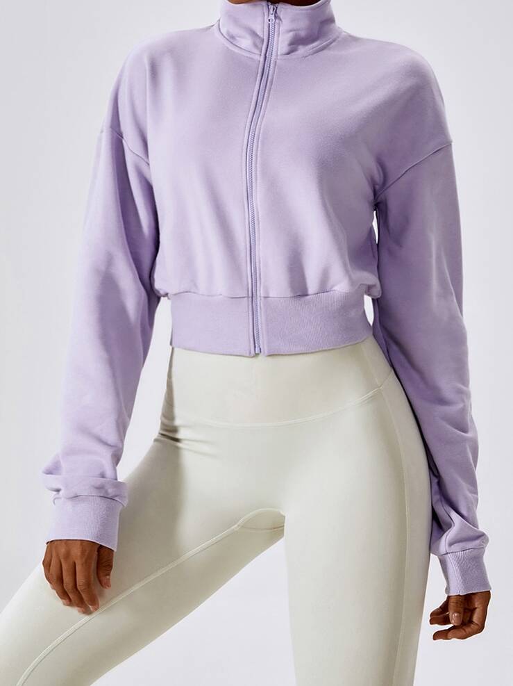 Womens Stylish Zippered Long-Sleeve Cropped Jackets - An Essential for Every Wardrobe!