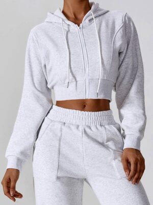 Zippered Long-Sleeved Casual Sports Sweater with a Loose Fit