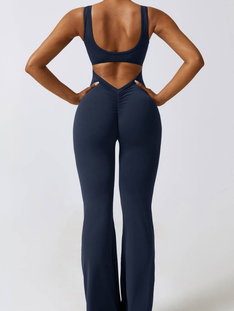 Bend & Stretch in Style! Flare Bottom Yoga Jumpsuits w/ Scrunch Booty Design