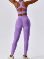 Boost Your Performance with this Stylish Racerback Sports Bra and High-Waist Scrunch Butt Leggings Set - Perfect for Yoga, Running, and More!