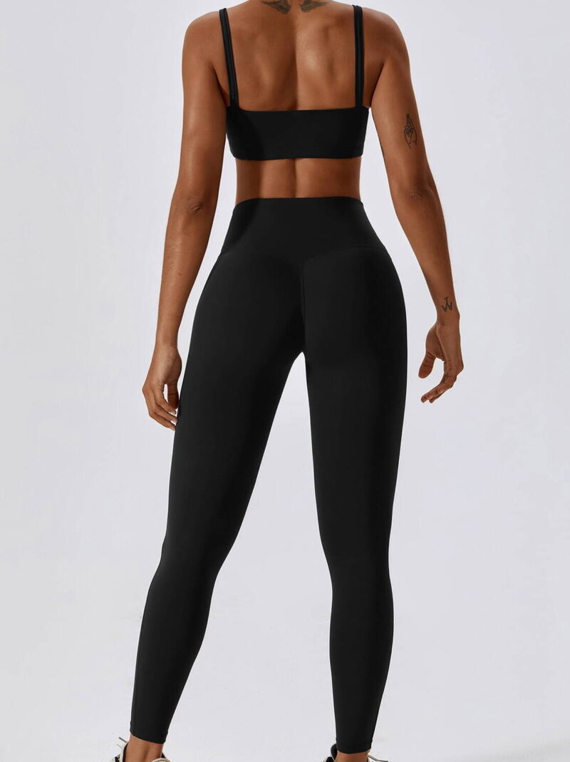 Boost Your Workout Look: Sexy Square Neck Push-Up Sports Bra & High-Waist Scrunch Butt Leggings Set - The Perfect Combination for a Hot Workout!