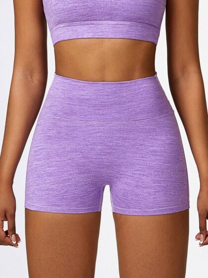 Elastic Waist Scrunch Butt Yoga Shorts with Pockets