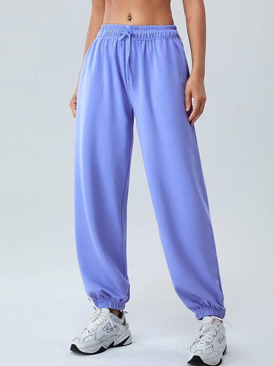 Elegant High-Waisted Loose Fit Sports Pants for Autumn/Winter Comfort