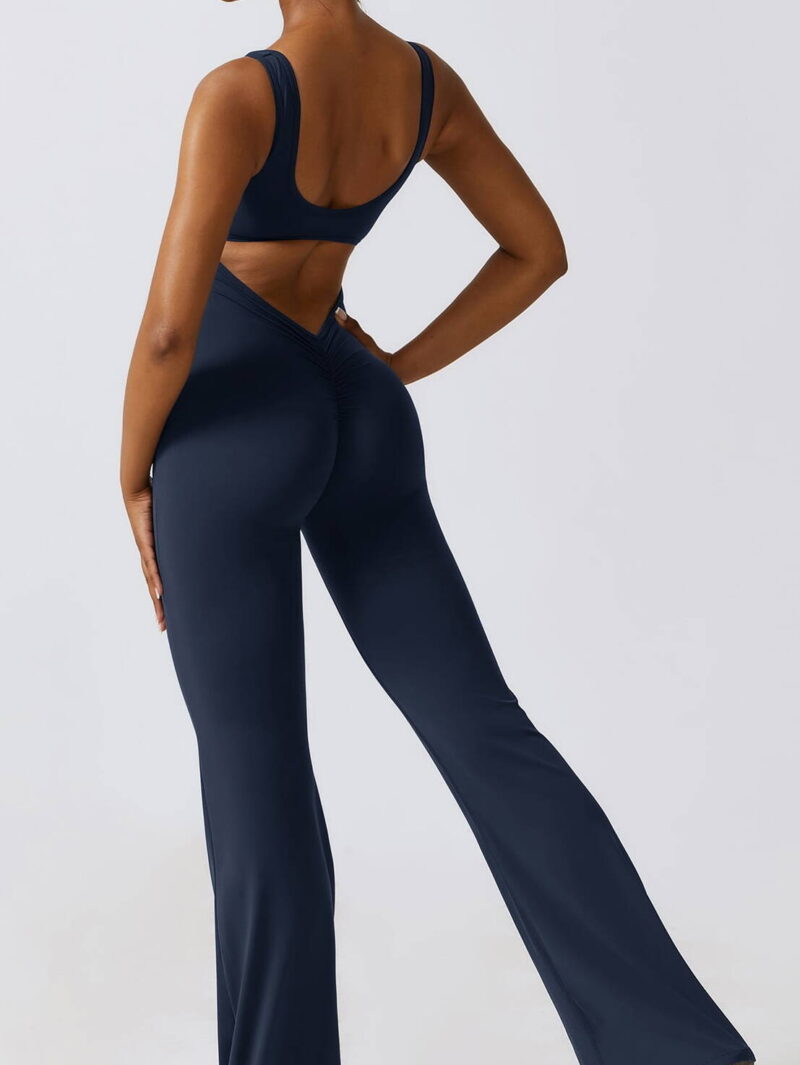 Flaunt Your Booty in Sexy Flare Bottom Yoga Jumpsuits with Scrunch Butt Design - Perfect for Yoga or Lounging!