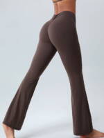 Flaunt Your Curves in These Sexy High-Waisted Flare Bottom Yoga Pants with Scrunch Detail - Perfect for Yoga & Beyond!