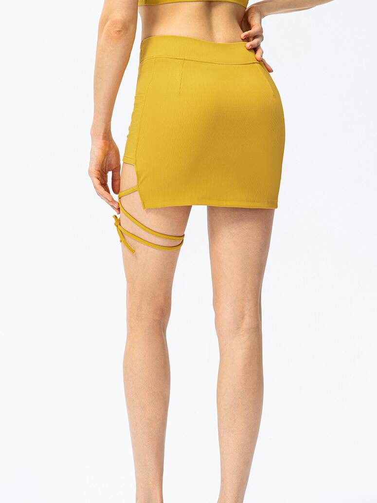 Flirty Ribbed Strappy Tennis Skirt - Feminine and Sporty Look