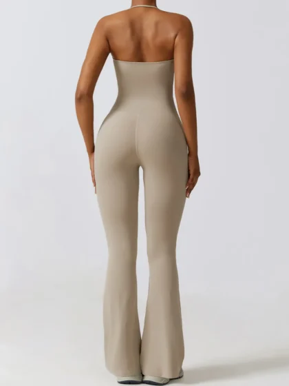 Flow in Style with this Bell Bottom Halter Neck Yoga Jumpsuit - Perfect for Yoga and Beyond!