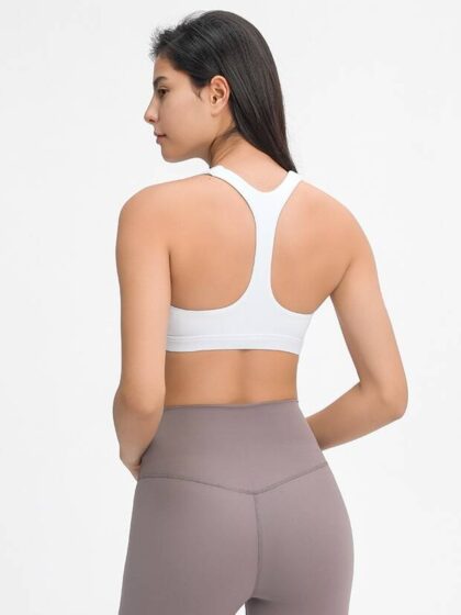High-Performance Womens V-Neck Racerback Sports Bra - Perfect for Working Out in Style!
