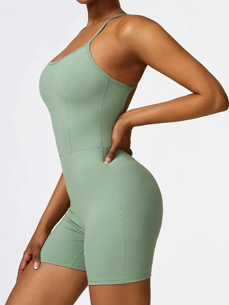 Indulge in Style with this Sexy Backless Yoga Onesie Featuring Thin Straps for Maximum Flexibility and Comfort