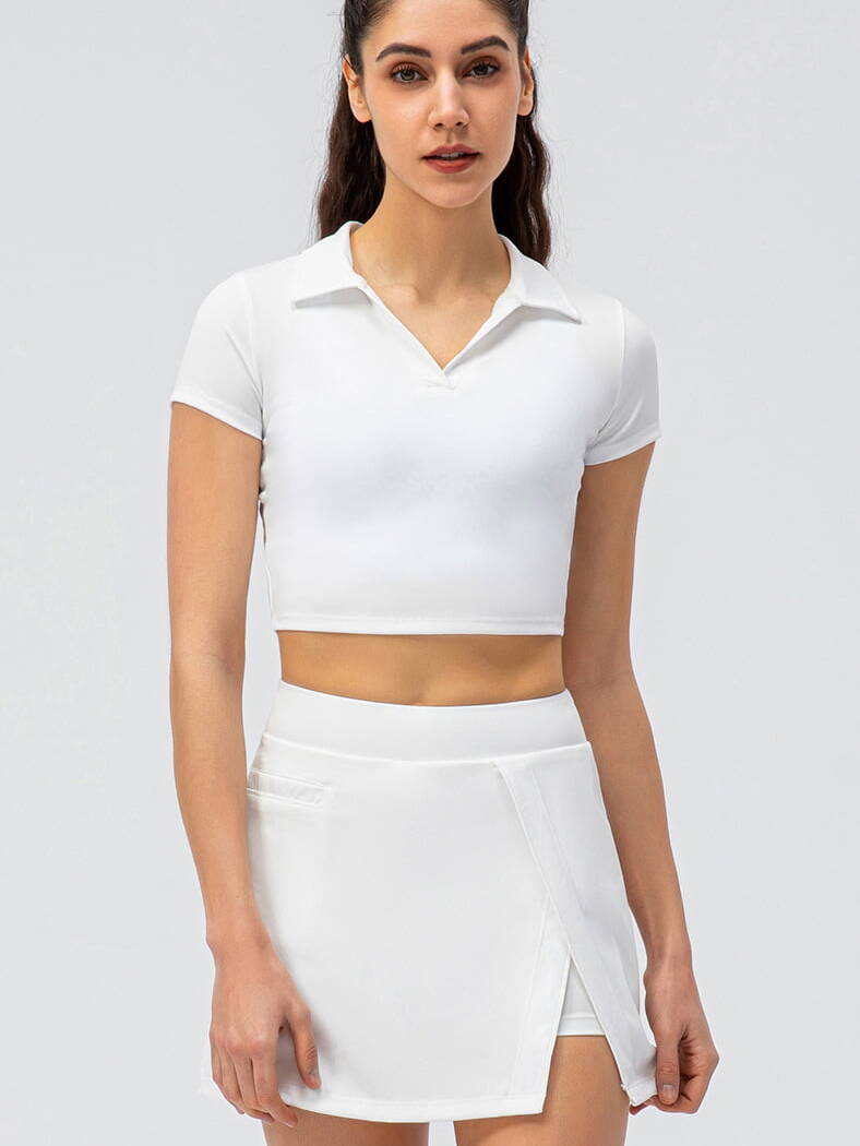 Ladies Golf & Tennis Outfit Combo: Crop Top & High-Waisted Skirt Set for Active Women