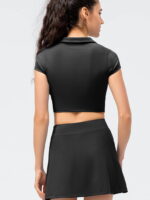 Ladies Golf & Tennis Outfit: Elegant Crop Top & High Waist Skirt Set for Women Athletes