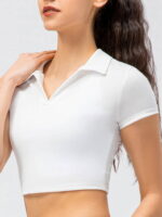 Ladies: Swing Your Way to Style with This V-Neck Short Sleeve Golf Shirt!