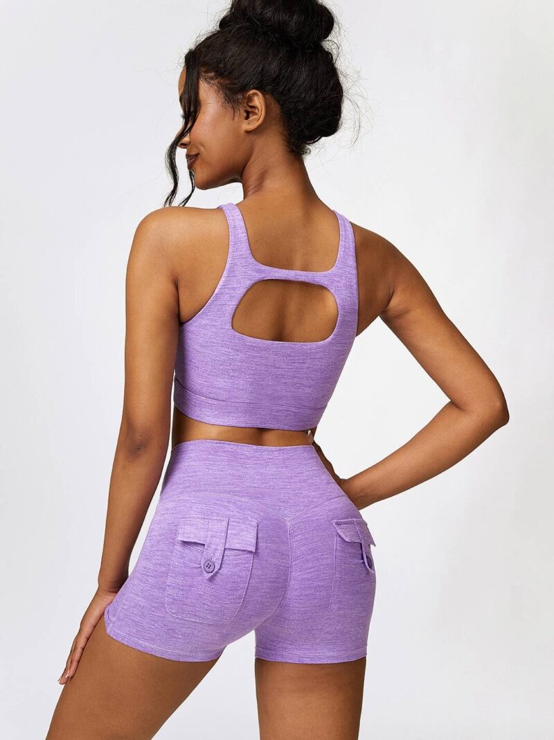Look & Feel Sexy in This Two-Piece Sports Bra & Scrunch Butt Shorts Set - Perfect for Working Out or Lounging!