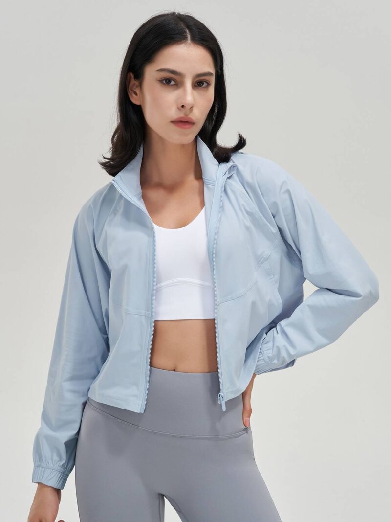 Loose-Fitting Zipper Cropped Running Jacket - Perfect for Jogging, Racing, and Everyday Wear!
