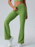 Luxurious, Soft & Stretchy Ribbed Knit Yoga Pants with Flattering High Waist and Flared Bell Bottom Cut
