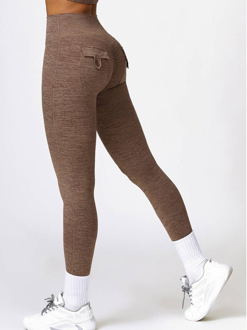 Move with Comfort and Style: Elastic Waist Scrunch Butt Yoga Leggings with Convenient Pockets