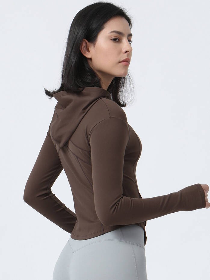 Ladies Zippered Athletic Jacket with Thumb Openings & Pockets - Cozy Comfort & Flattering Fit