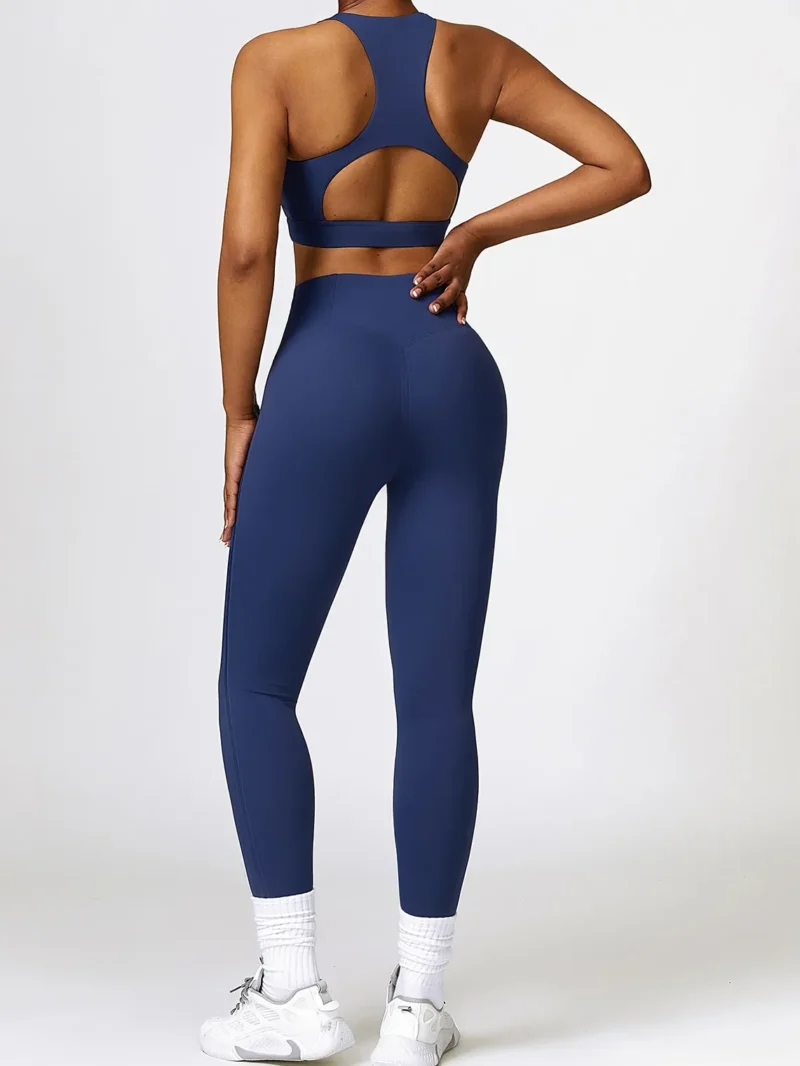 Ready to Go! Cut-Out Racerback Athletic Bra & High-Waist Elastic Athletic Leggings - Perfect for Your Workouts!