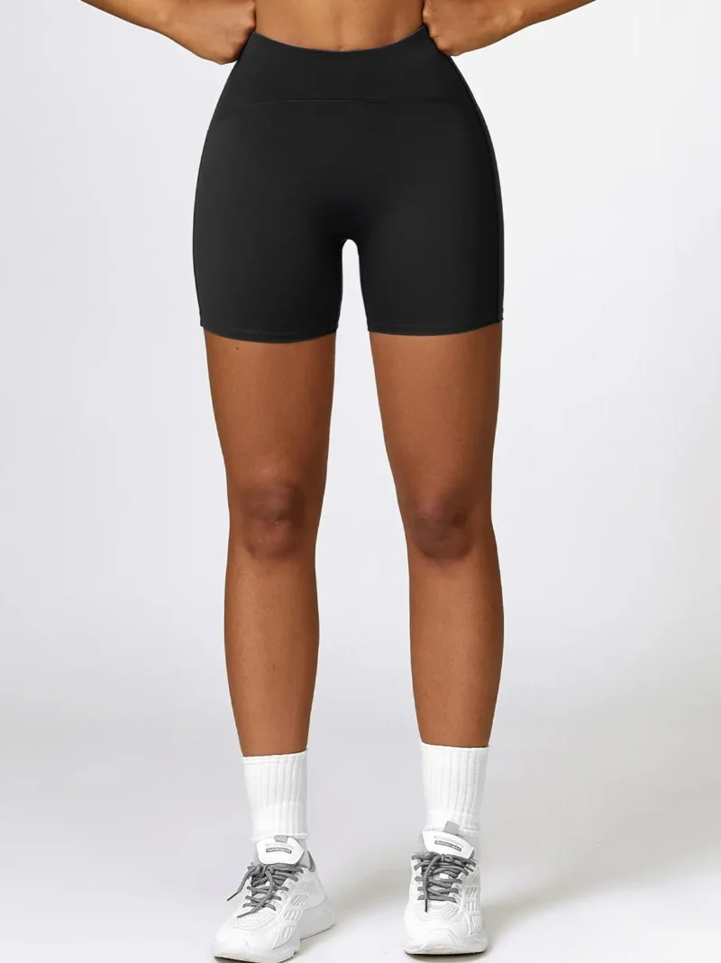 Womens High-Waisted Elastic Sporty Shorts, Stretchy Workout Bottoms, Comfy Gym Apparel