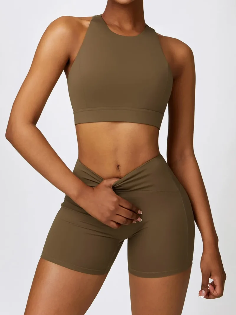 Sexy Cut-Out Racerback Sports Bra | Athletic Crop Top | Breathable Cutouts | High Impact Support | Removable Padding