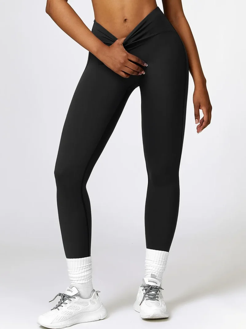 Womens Sexy High-Waist Elastic Stretchy Yoga Leggings for Running and Gym Workouts